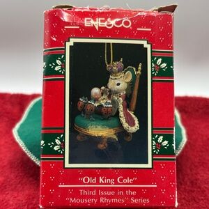 Vtg Enesco Christmas Ornament “Old King Cole” "Mousery Thymes" Series 1990